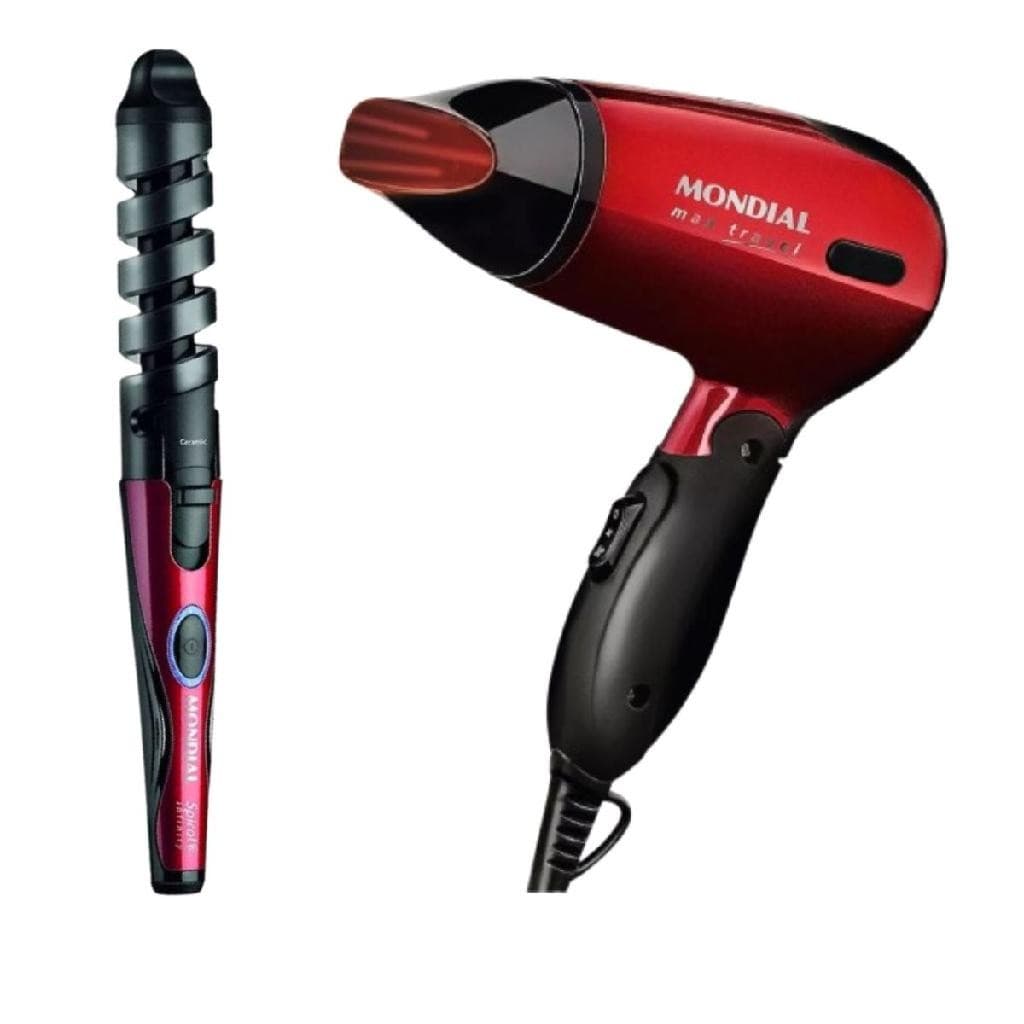 Kit Mondial Secador Portátil Max Travel SC-10 E Modelador EM-05 Bivolts