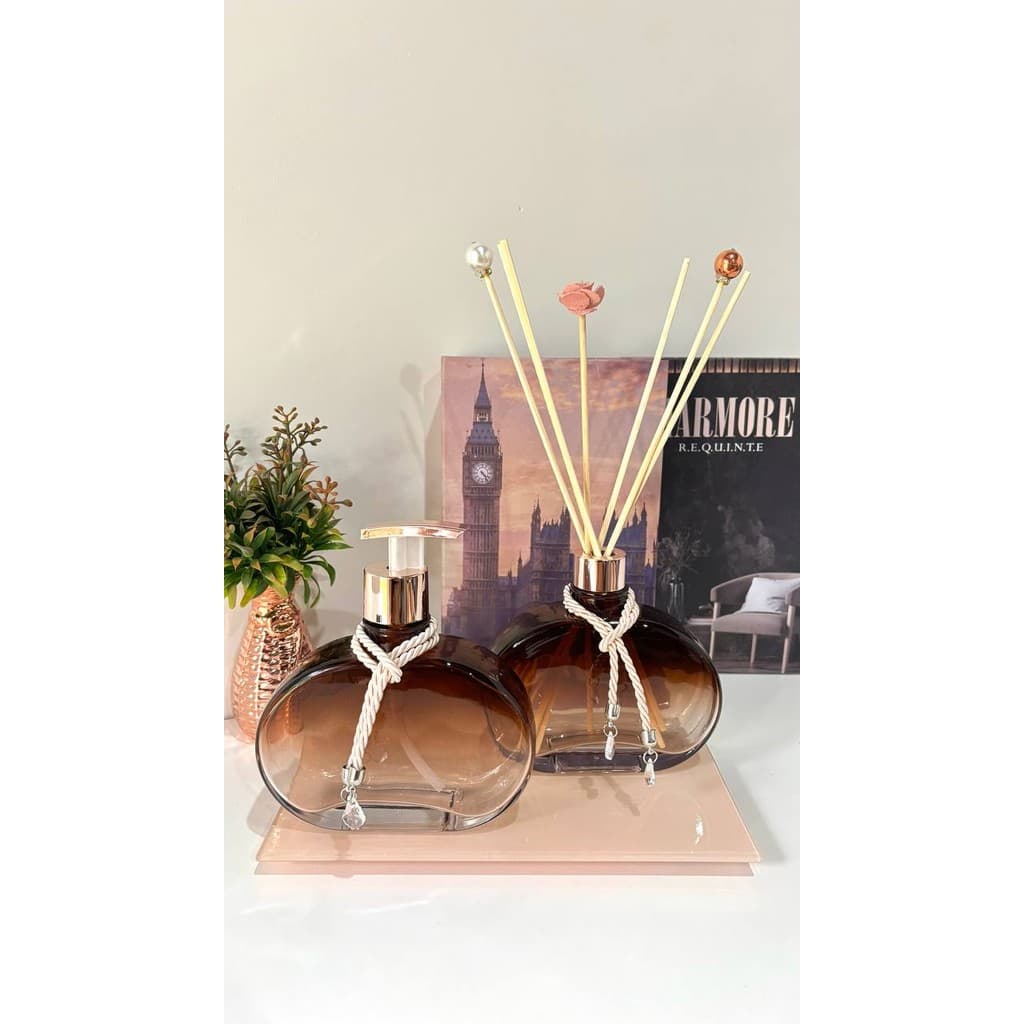 Aromatizador e Saboneteira Jolly Rose Gold  Kit completo