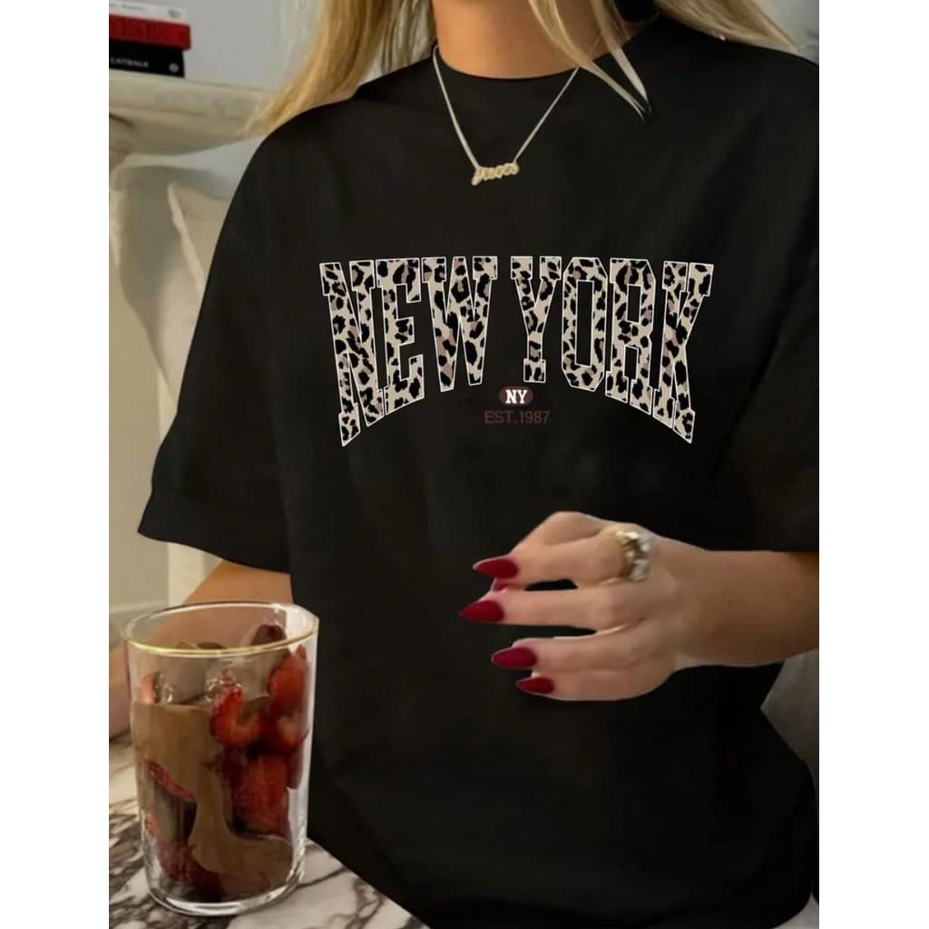 Camiseta Feminina New York T-shirt 100% Algodão Blusa Premium Estampada Lançamento