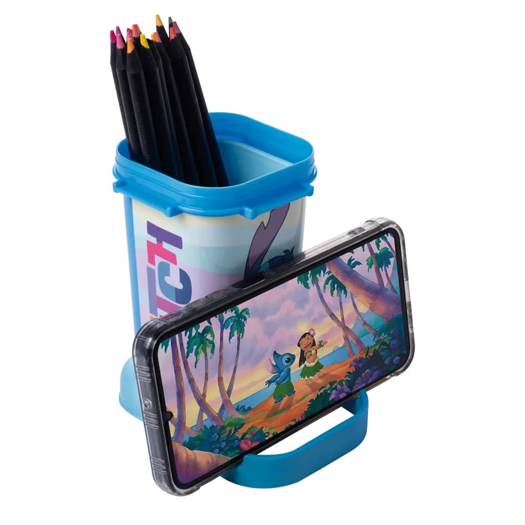 Organizador Porta Lápis e Caneta Stitch com Suporte para Celular Plasutil