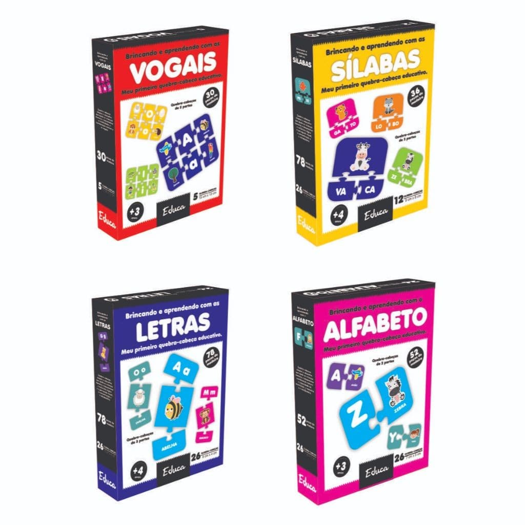 Brinquedos Educativos Pedagógicos Alfabetização de Madeira