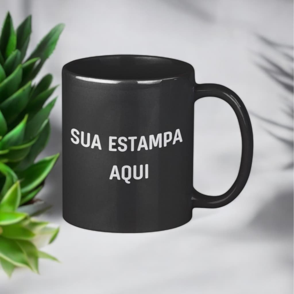 Caneca Personalizada Preta com sua logo marca ou arte