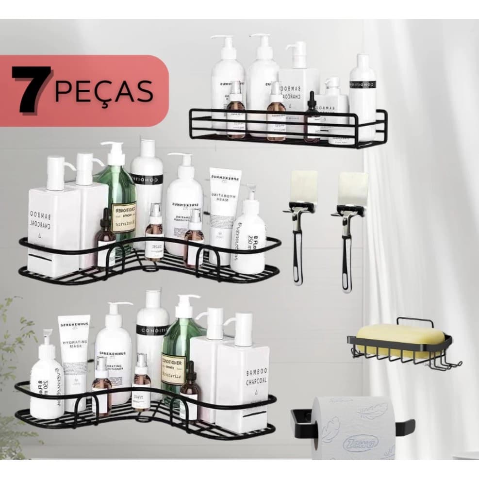1/2/3 Prateleiras Suportes de metal Com Alto Adesivos Para Parede Banheiro Cozinha Lavanderia Shampoo