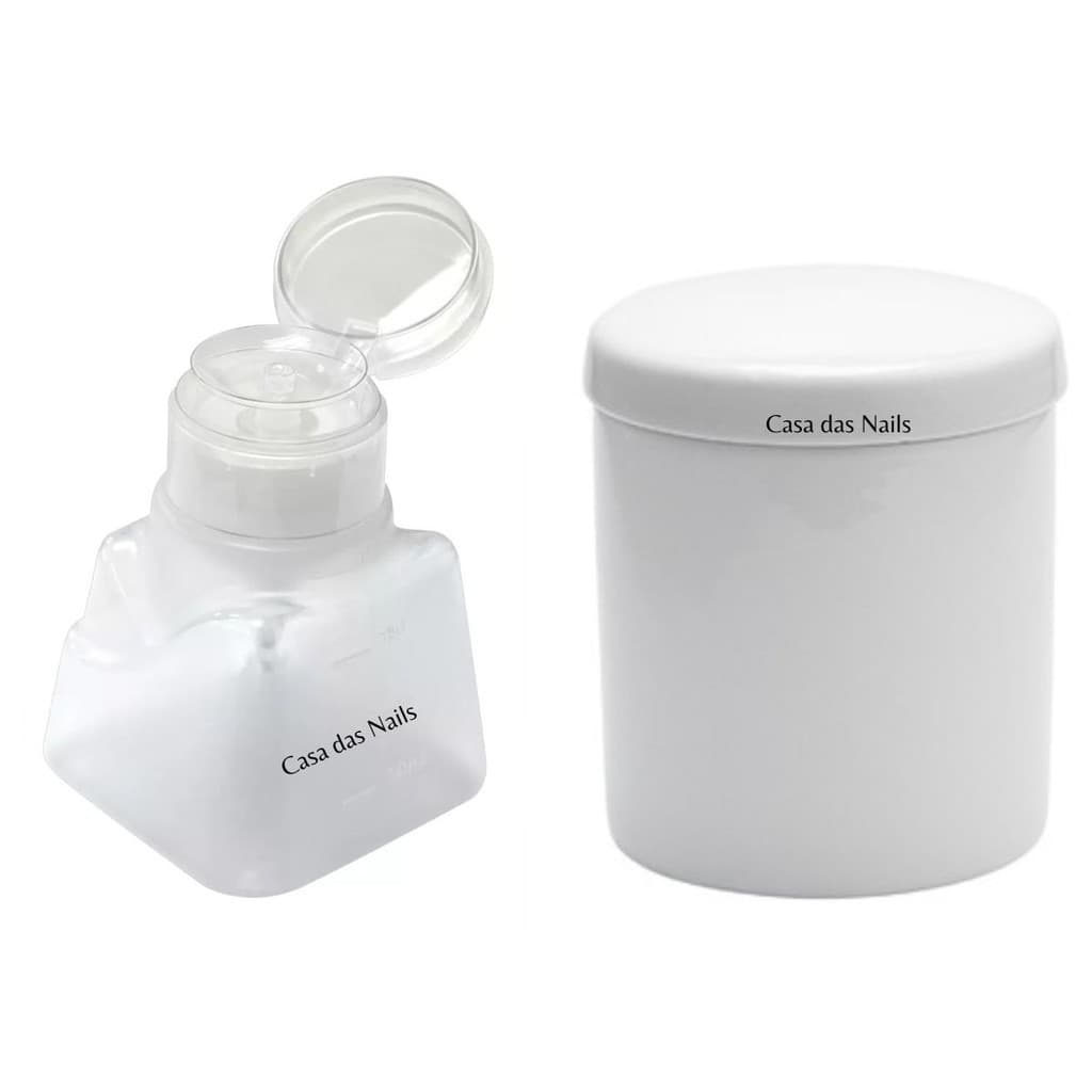 Kit Dosador Italiano de acetona 180ml  + Porta Algodão - Santa Clara