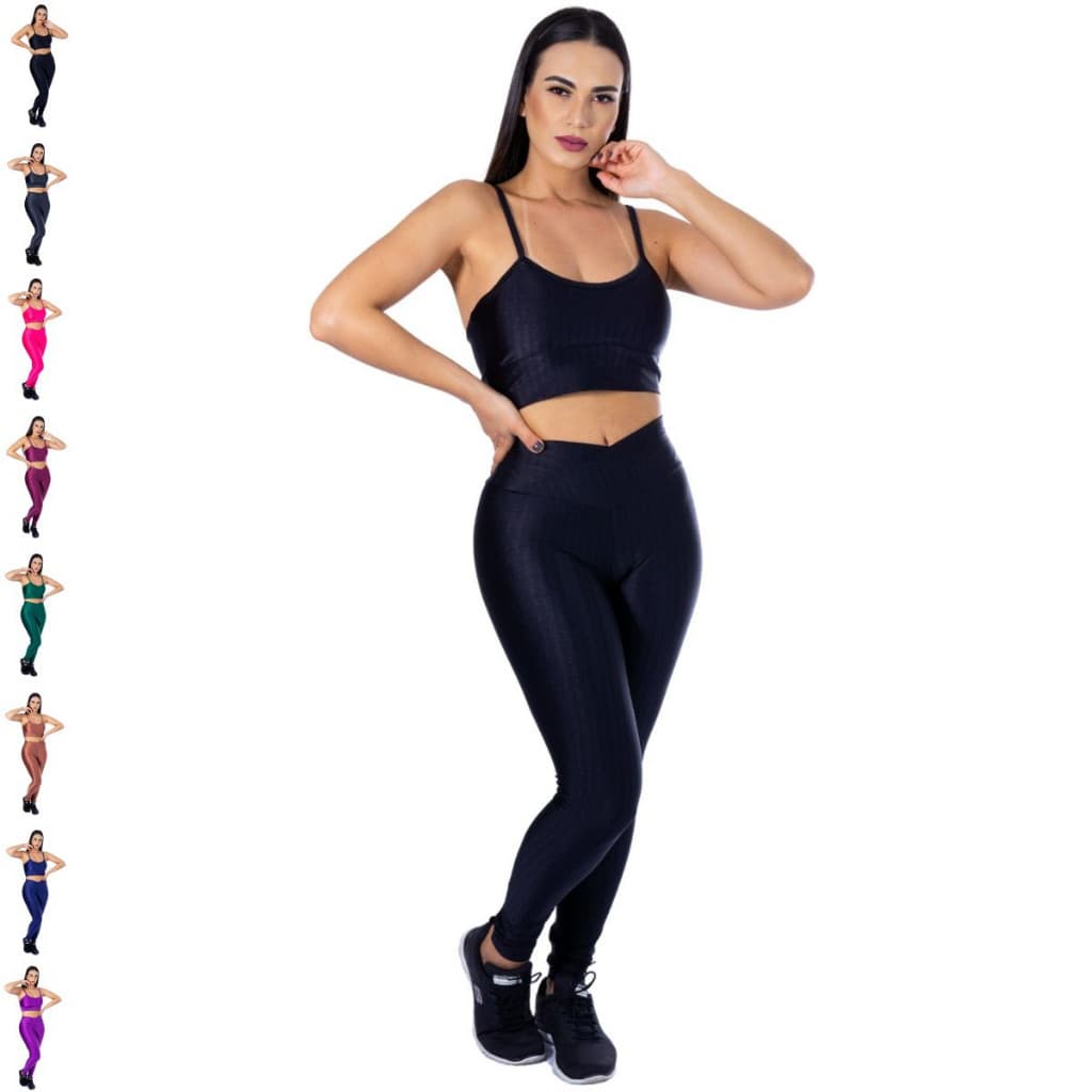 Kit Academia Cirre 3d Fitness Caminhada  Leg Cós Cruzado e Top Alça
