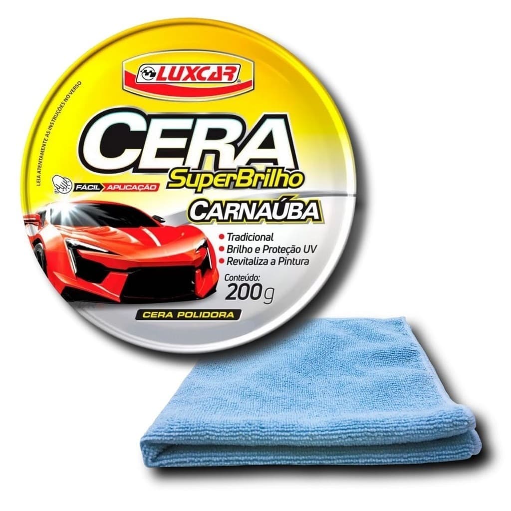 Cera Pasta Automotiva Carnaúba Luxcar SuperBrilho Com Pano