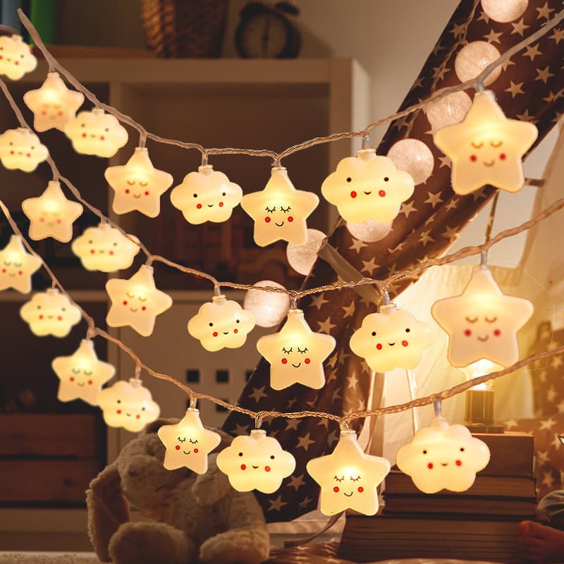 Luzes Do Arco-Íris De Cordas Estrelas Nuvem De Arranjo De Cena De Aniversário Decorativas Ambiente