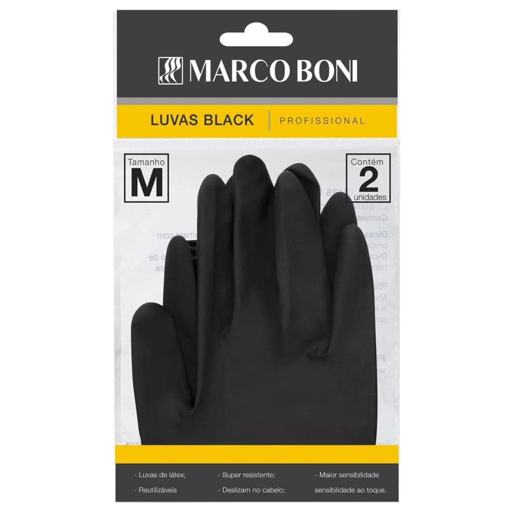 Luva Black M Pacote com 02 unidades Marco Boni Preto