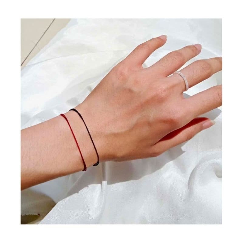 Kit 2 Pulseiras Casal Akai Ito Black & Red Original Fio Do Destino