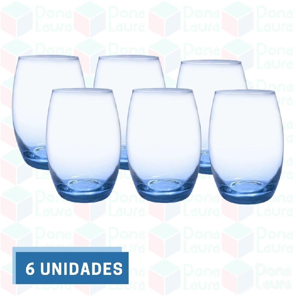 Conjunto 6 Copos Elegantes Azul 450ml Bellagio Grande Luxo