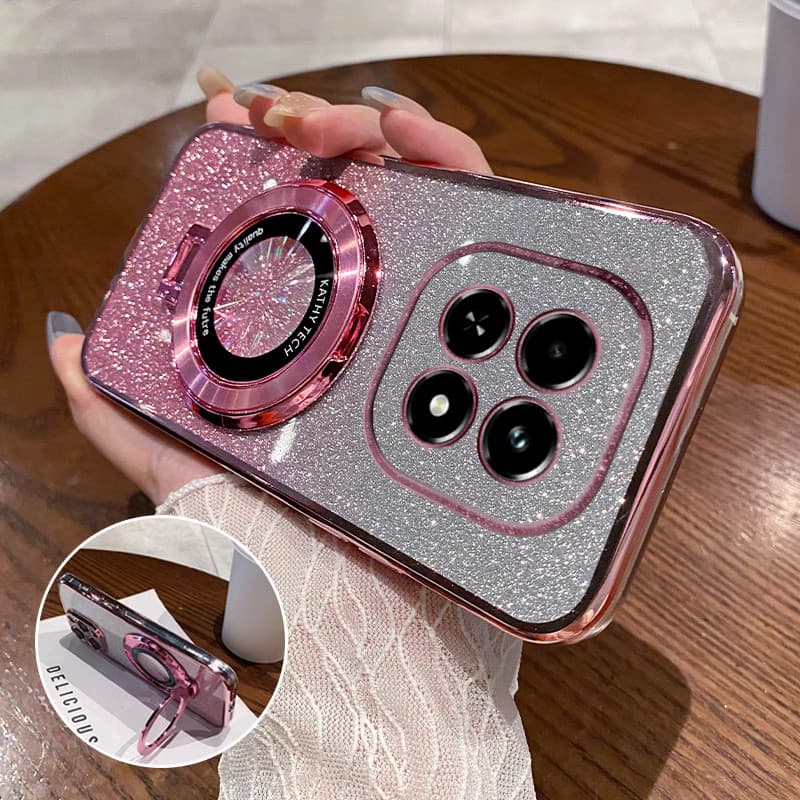 Para Xiaomi POCO X7 Pro 5G Glitter Chapeamento Suporte Magnético Caso De Telefone M7 Capa