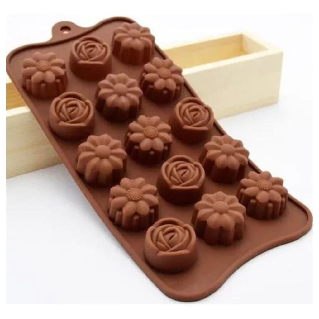 1 Forma Molde De Silicone Bombom Flores Chocolate Trufa Rosa