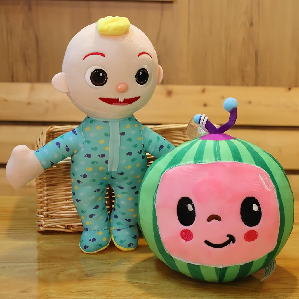 Bebê e melancia brinquedos de pelúcia, menina menino super macio boneca decorativa bonito, presente engraçado