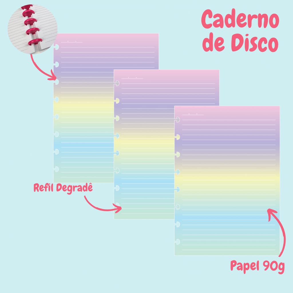 Refil para Caderno de Disco (Caderno Inteligente) - Degradê