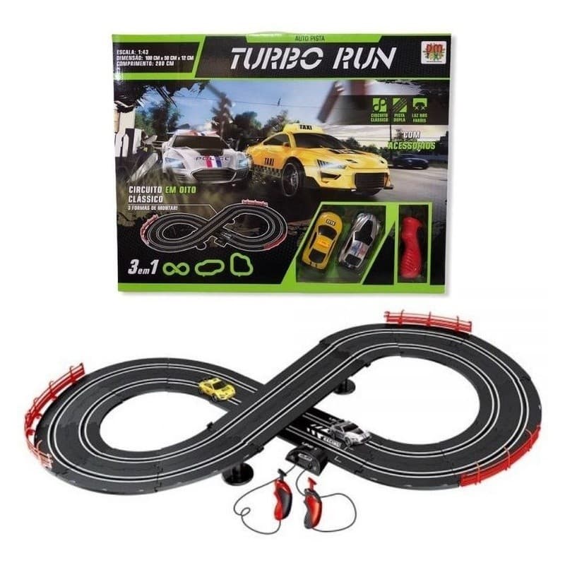 Autorama Circuito 3 Em 1 280cm 2 Carros Com Luz Turbo Run
