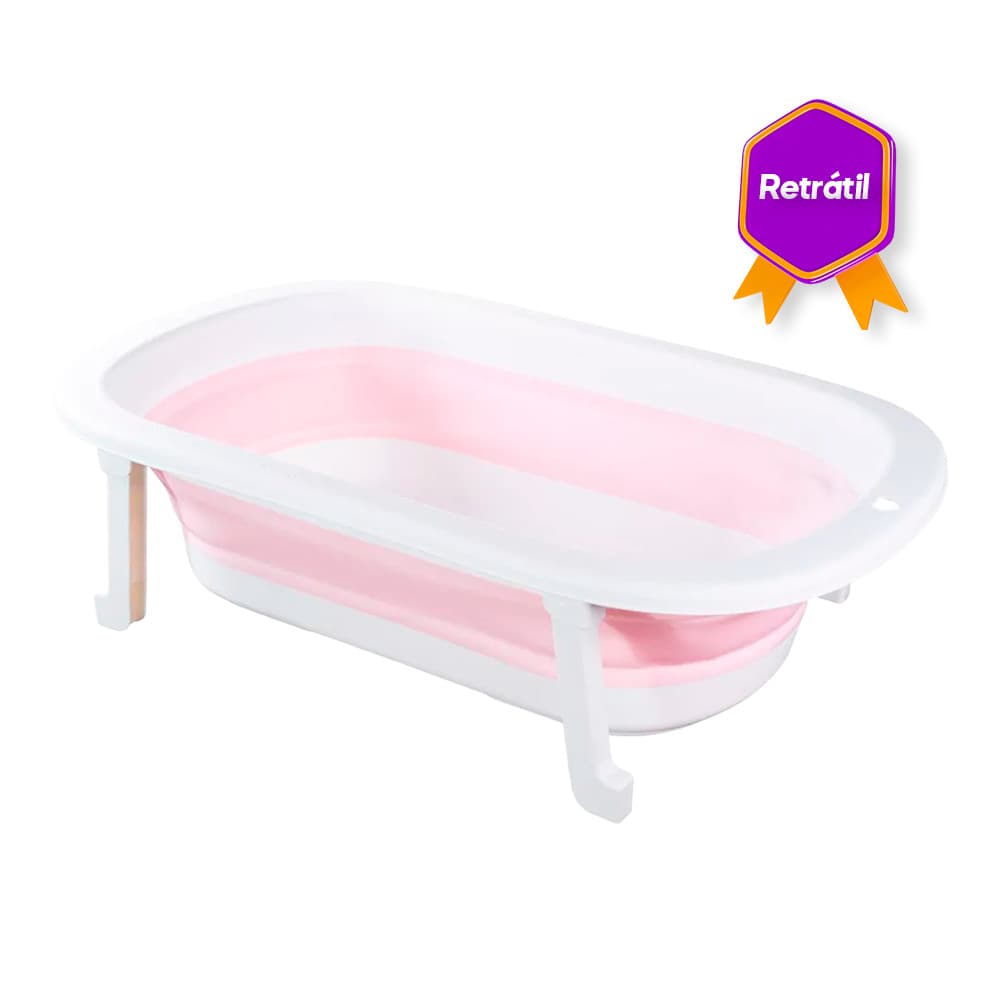 Banheira Para Bebê Retrátil Infantil Rosa E Azul Portátil