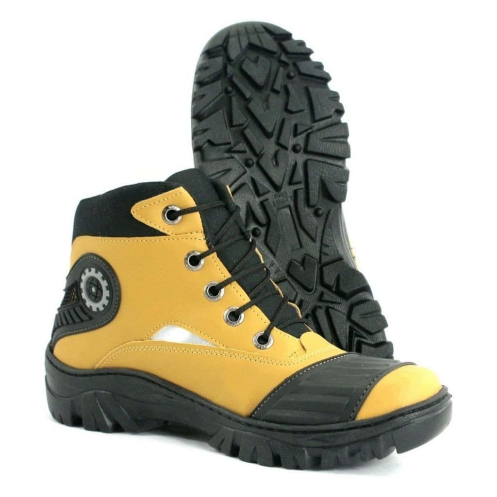 Bota Coturno Motociclista Militar Masculina Cano Médio Tática Antiderrapante Confortável com Proteção