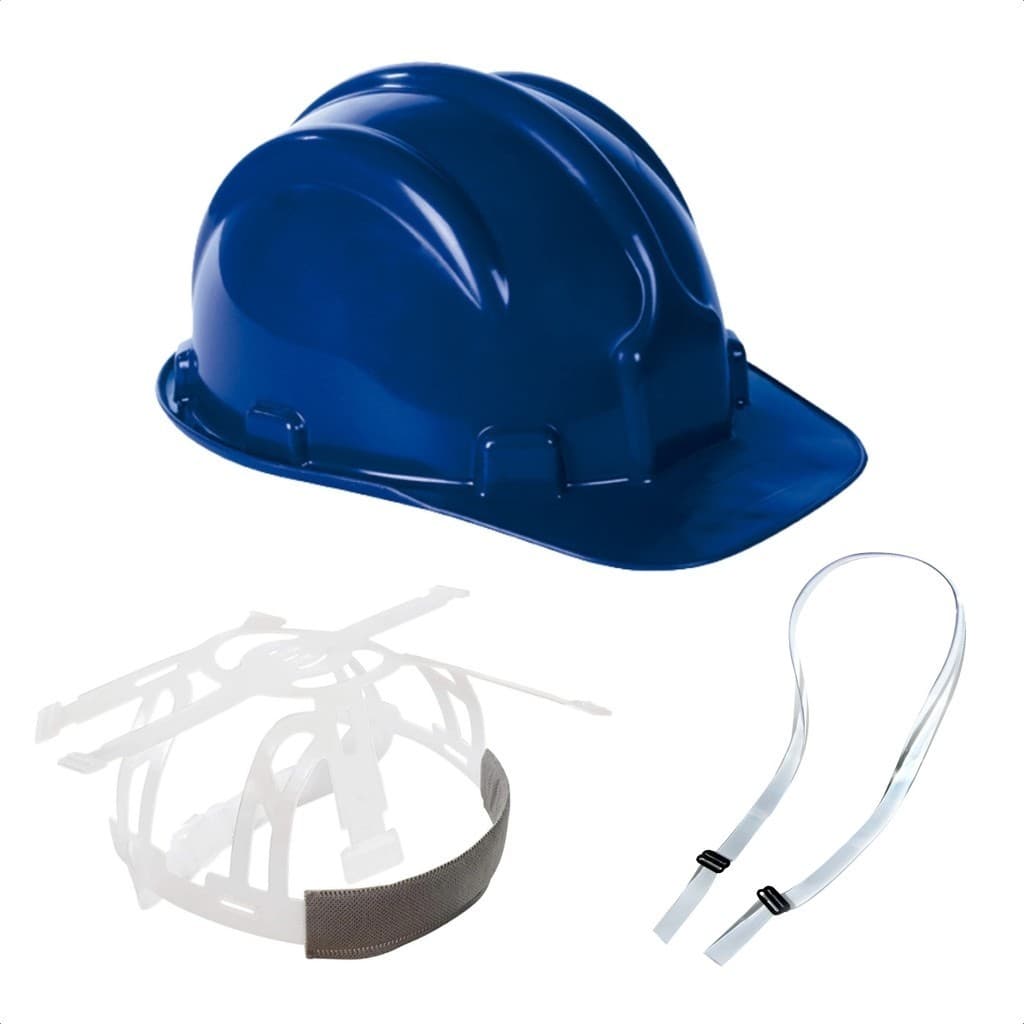 Kit Capacete PLT Carneira E Jugular Proteção Segurança Trabalho Construção Pedreiro Engenheiro Epi