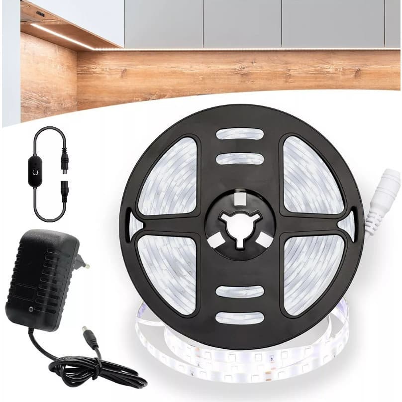 Fita Led 3528 12v 5m 300 Led Super Brilho Com Fonte Bivolt Com Touch Control