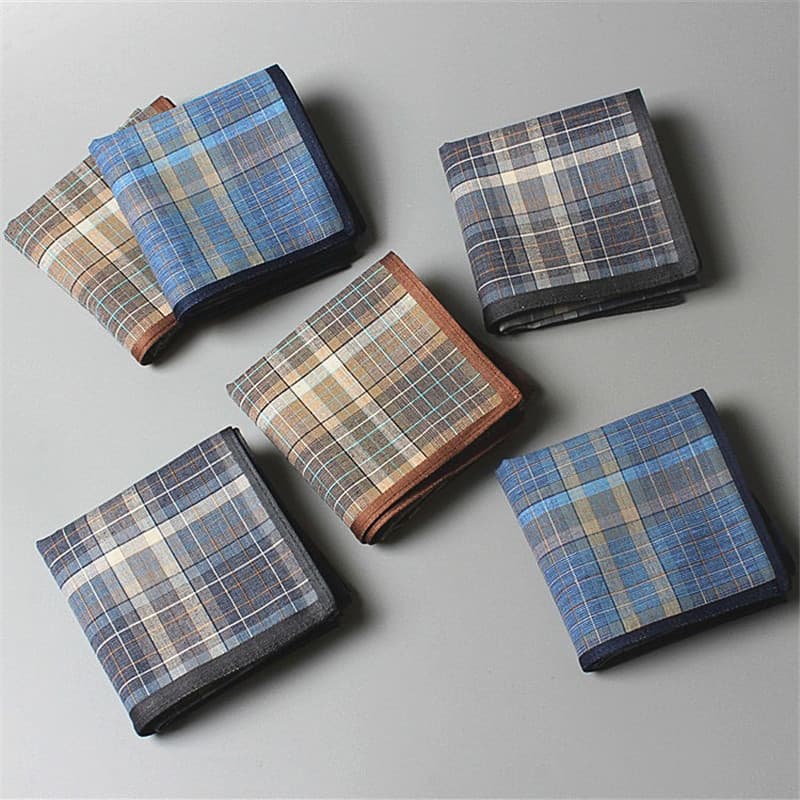 3 Pçs 40x40cm 100 % Algodão Clássico Cor Escura Xadrez Impresso Lenço Masculino Velho Bolso Toalhas Quadradas