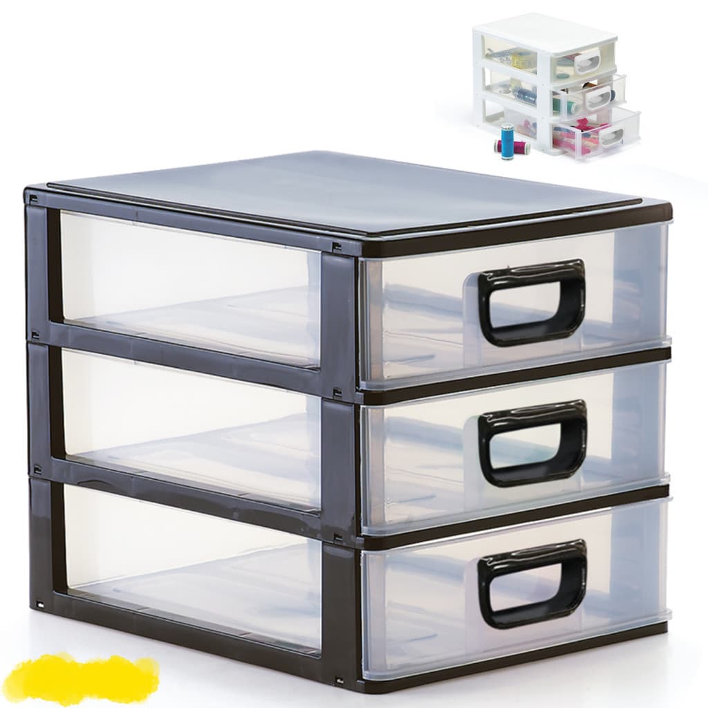 Gaveteiro Organizador De Mesa Micro Porta Tudo 3 Gavetas