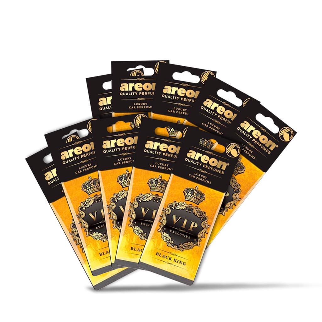 10 UN AROMATIZANTE AUTOMOTIVO VIP BLACK KING AREON