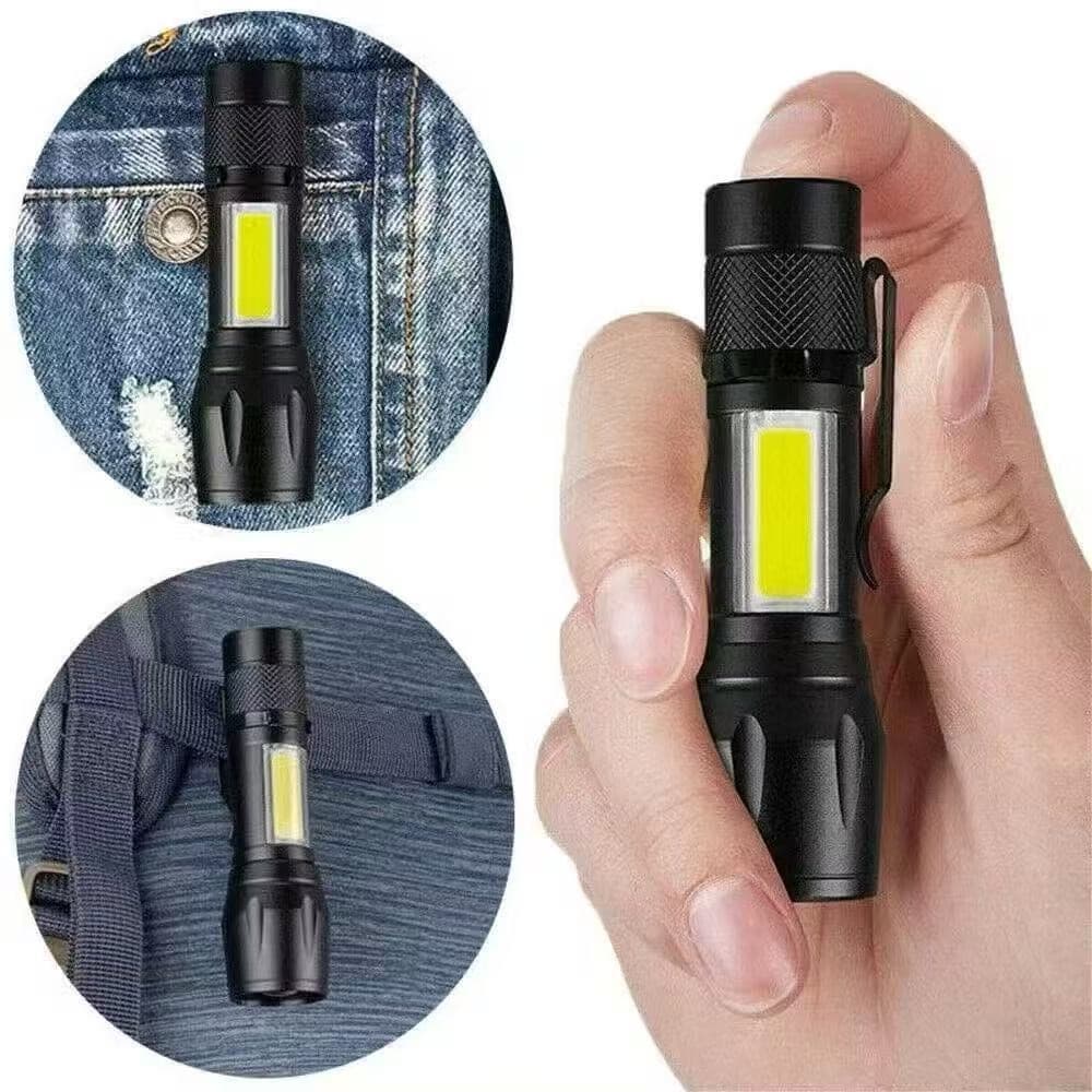 Mini Lanterna Tatica Com LED E Zoom Recarregavel Cabo Usb Luz Forte Potencia Alta