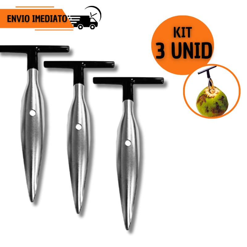 3/ 2 ou 1 Furador de Coco Abridor de Coco Aço Inox Profissional Resistente Manual Prático Praia Copa