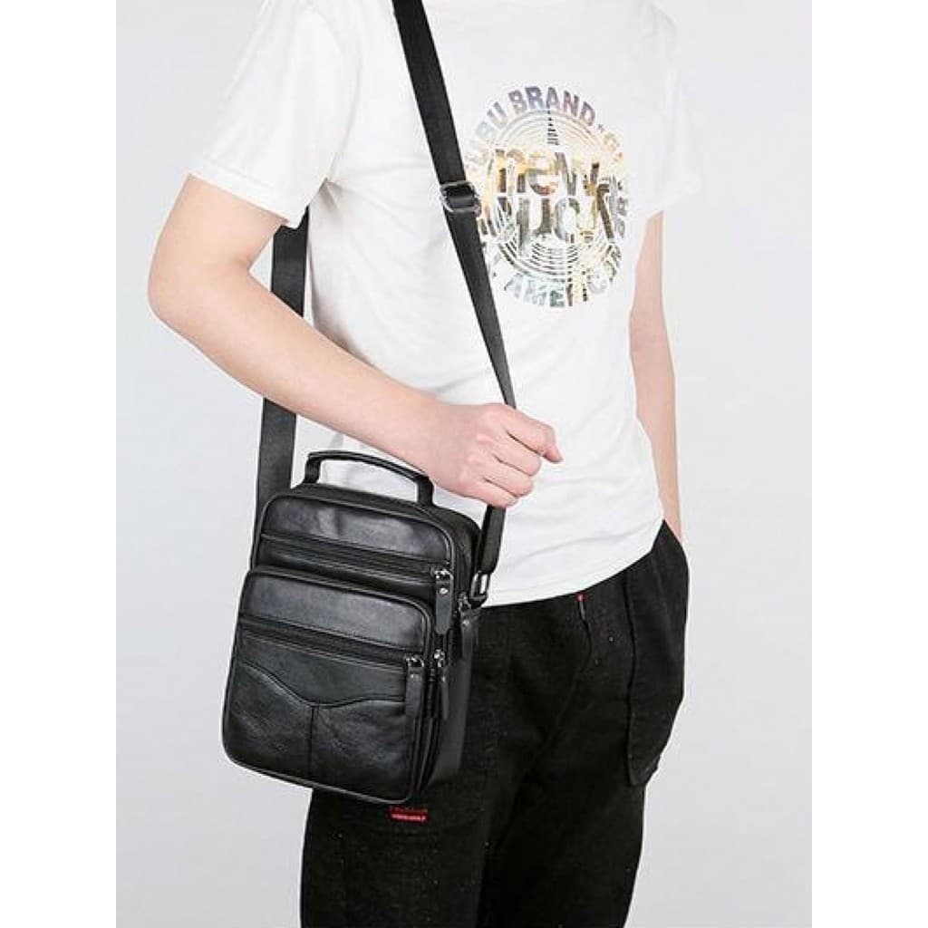 Bolsa Tiracolo Masculino de Couro Ombro Grande Capacidade Alto Qualidade