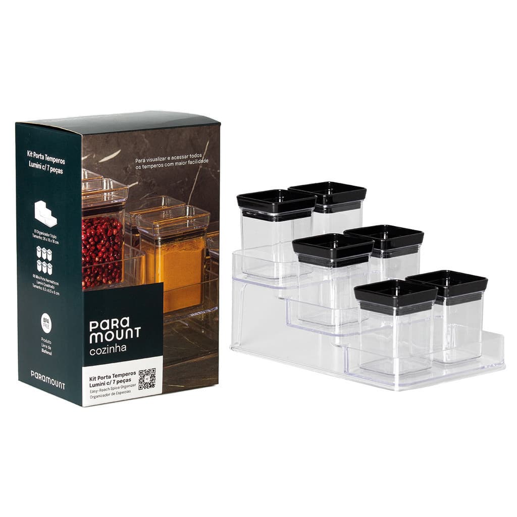 KIT PORTA TEMPEROS LUMINI BLACK C/ 7 PCS 2126