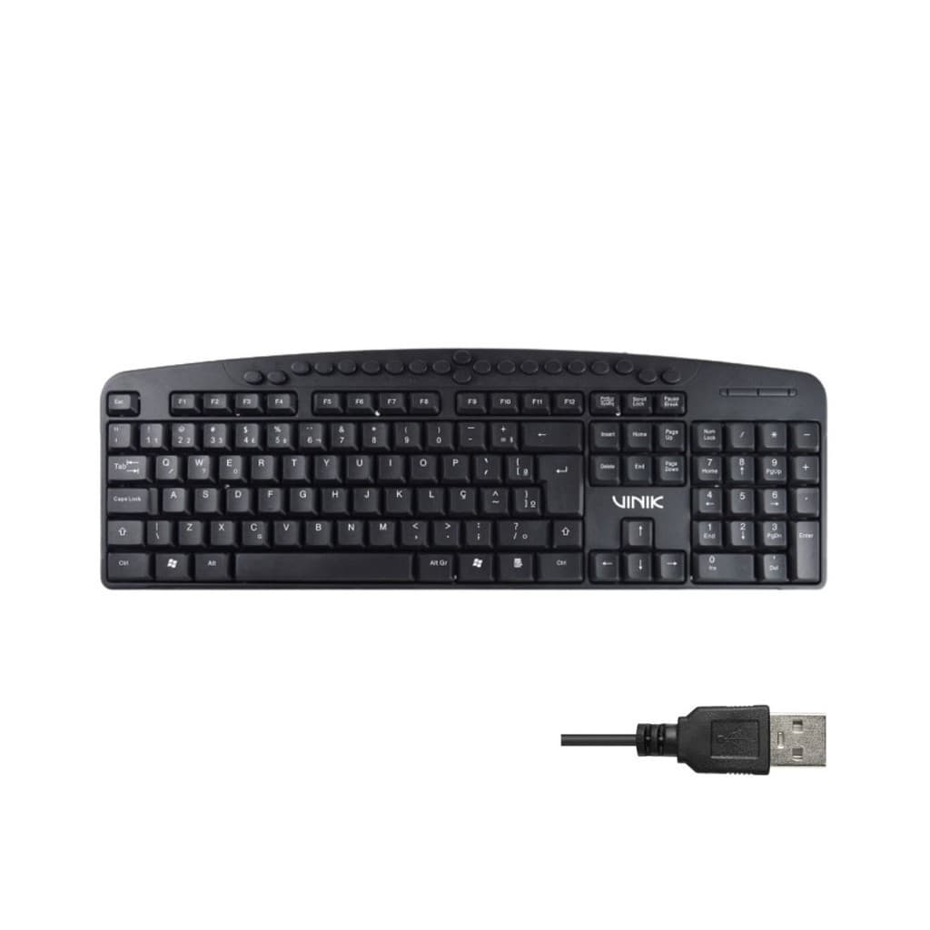 Teclado USB Multimidia Dynamic 107 com fio   VINIK Teclas+ 20 ABNT2 Resistente à água Preto - DT141