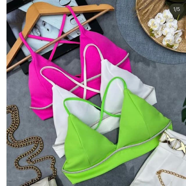 Top Cropped Feminino Estiloso Alfaiataria  Brilho Alcinha Com Bojo Tendência- PROMOÇÃO Verão