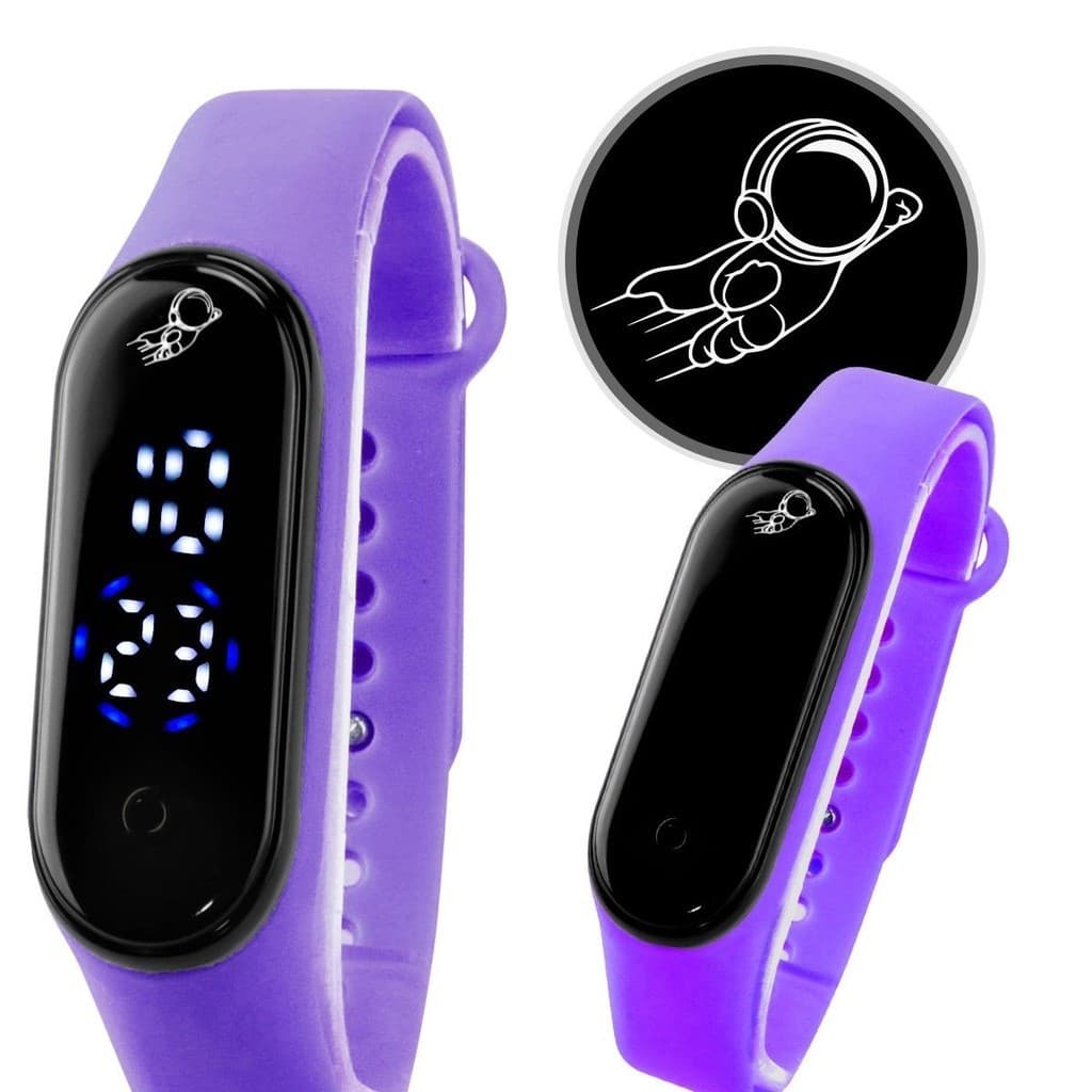 relogio digital infantil prova dagua + ajustavel bracelete menina presente roxo silicone lilas data