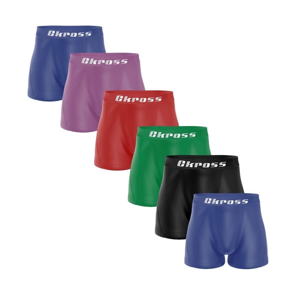 Kit 6 Cueca Box Boxer Lisa Confortável Colorida Microfibra Adulto