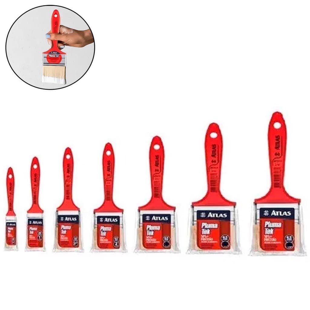 Pincel Trincha Plumatek Para Pintura Madeira Parede Esmalte Vários Tamanhos ATLAS Profissional