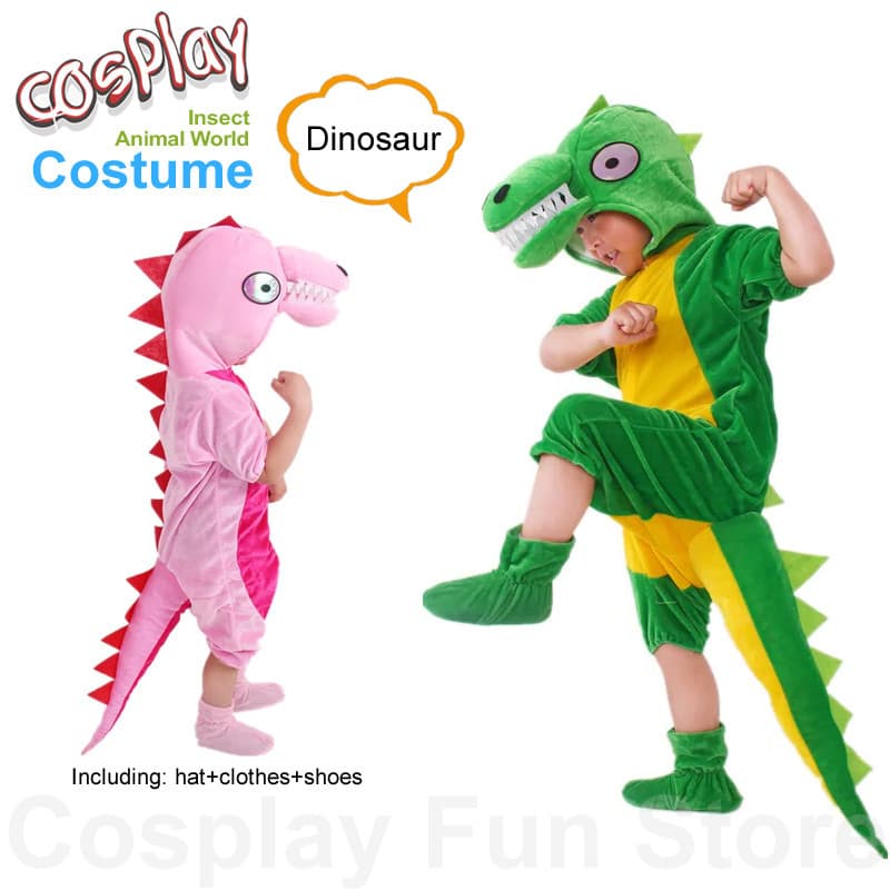Fantasias de dinossauro para cosplay infantil, trajes de tiranossauro e diplodocus, macacões de animais para apresentaçõ