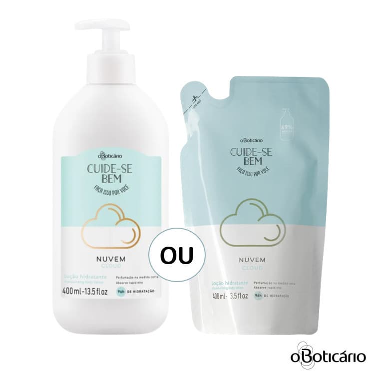 Loção Hidratante Corporal Cuide-se Bem Nuvem oBoticário - 400ml ou 350ml (Regular ou Refil)