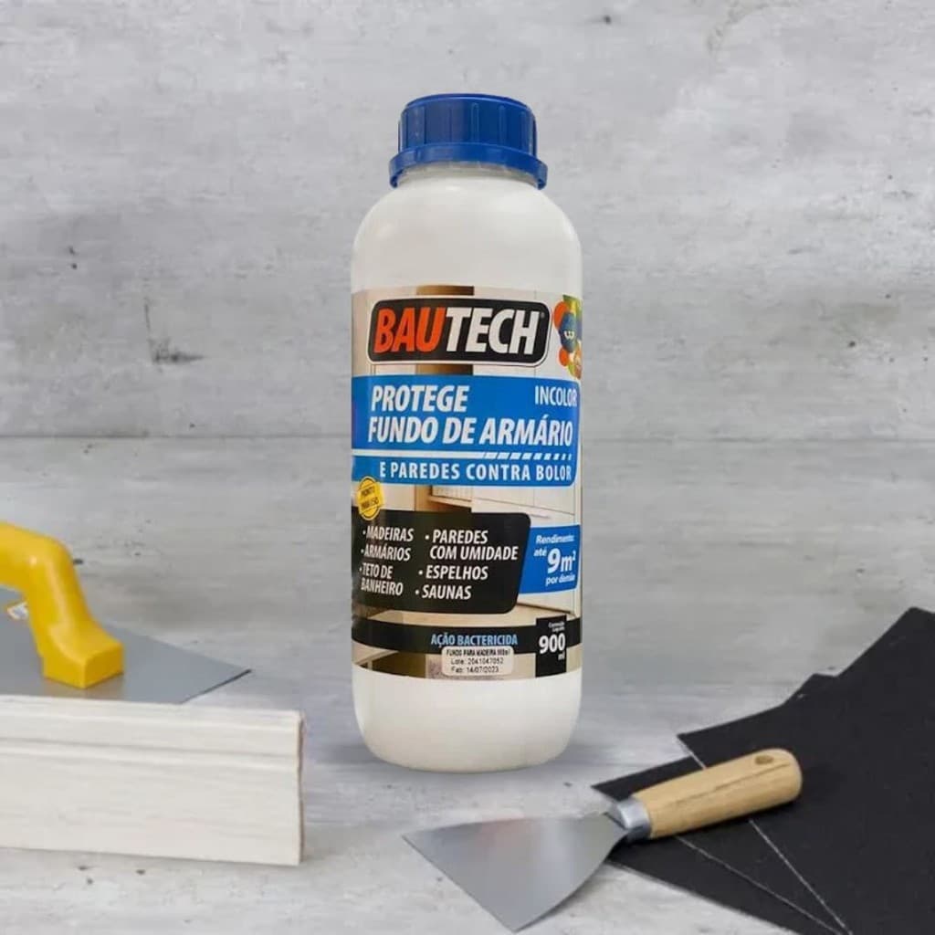 Antimofo de Madeira 900ml Protege Armário Bautech Fungo Bolor Umidade Aditivo Impermeabilizante