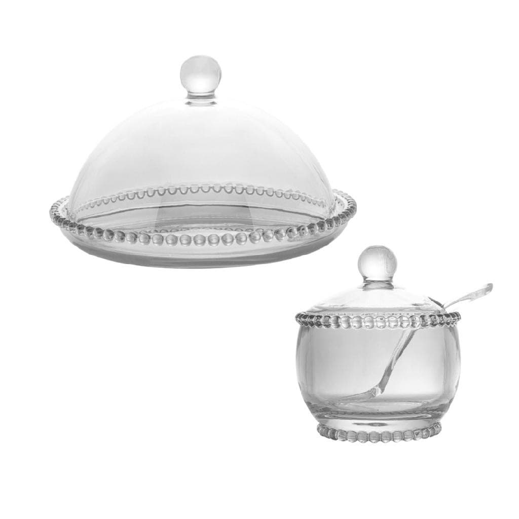 Kit De Açucareiro De Cristal + Queijeira Cristal - Wolff