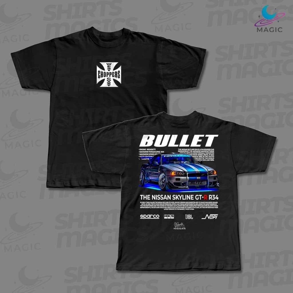 Camisa Camiseta Choppers Paul Walker Bullet Skyline GT-R R34 100% Algodão Exclusiva