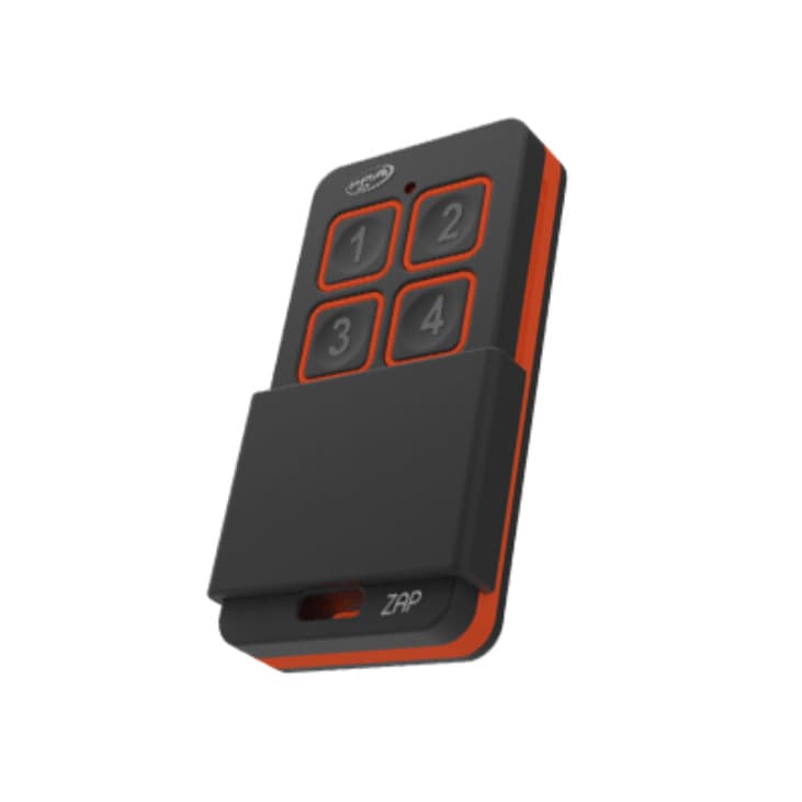 Controle Remoto Transmissor para Portão Porta Alarme e Cerca Elétrica ZAP 4B PPA Preto e Laranja