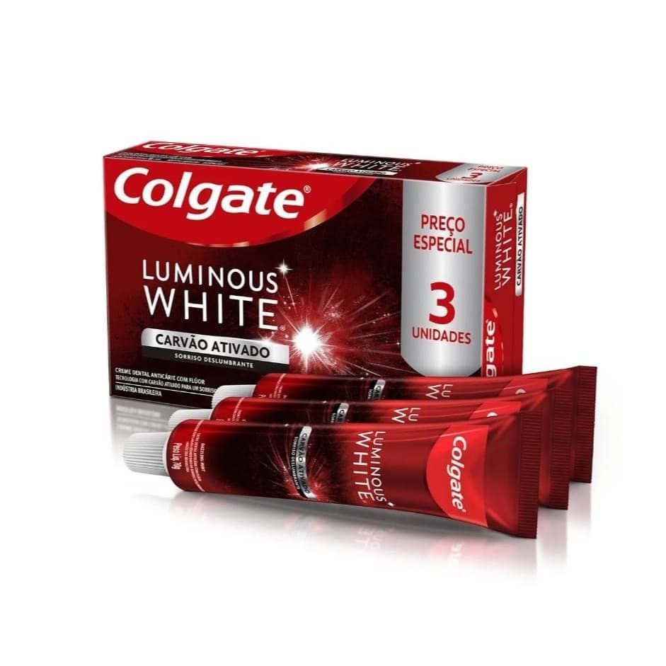 Kit C/3 Creme Dental Colgate Luminous White Carvão Ativado 70gr