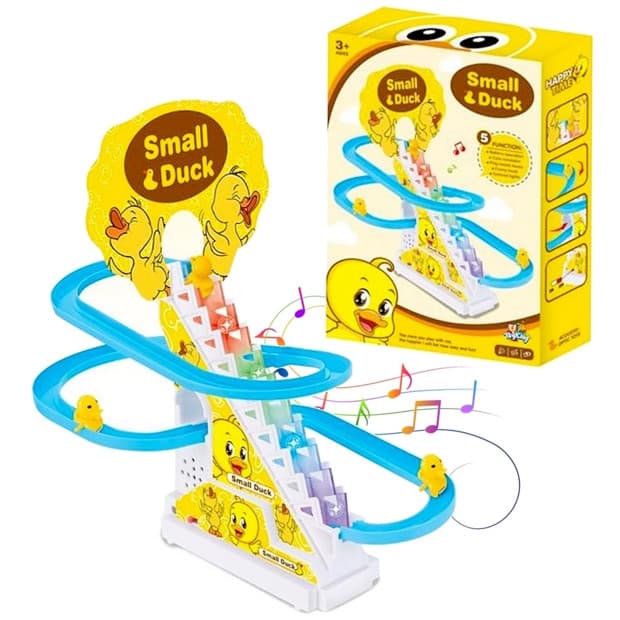 Brinquedo Pista Musical Escorregador de Patinhos com Luz e Som