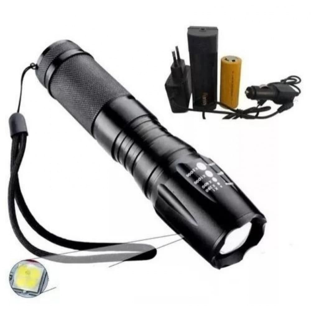 Lanterna Tatica Militar X900 Recarregavel LED Potente c Zoom