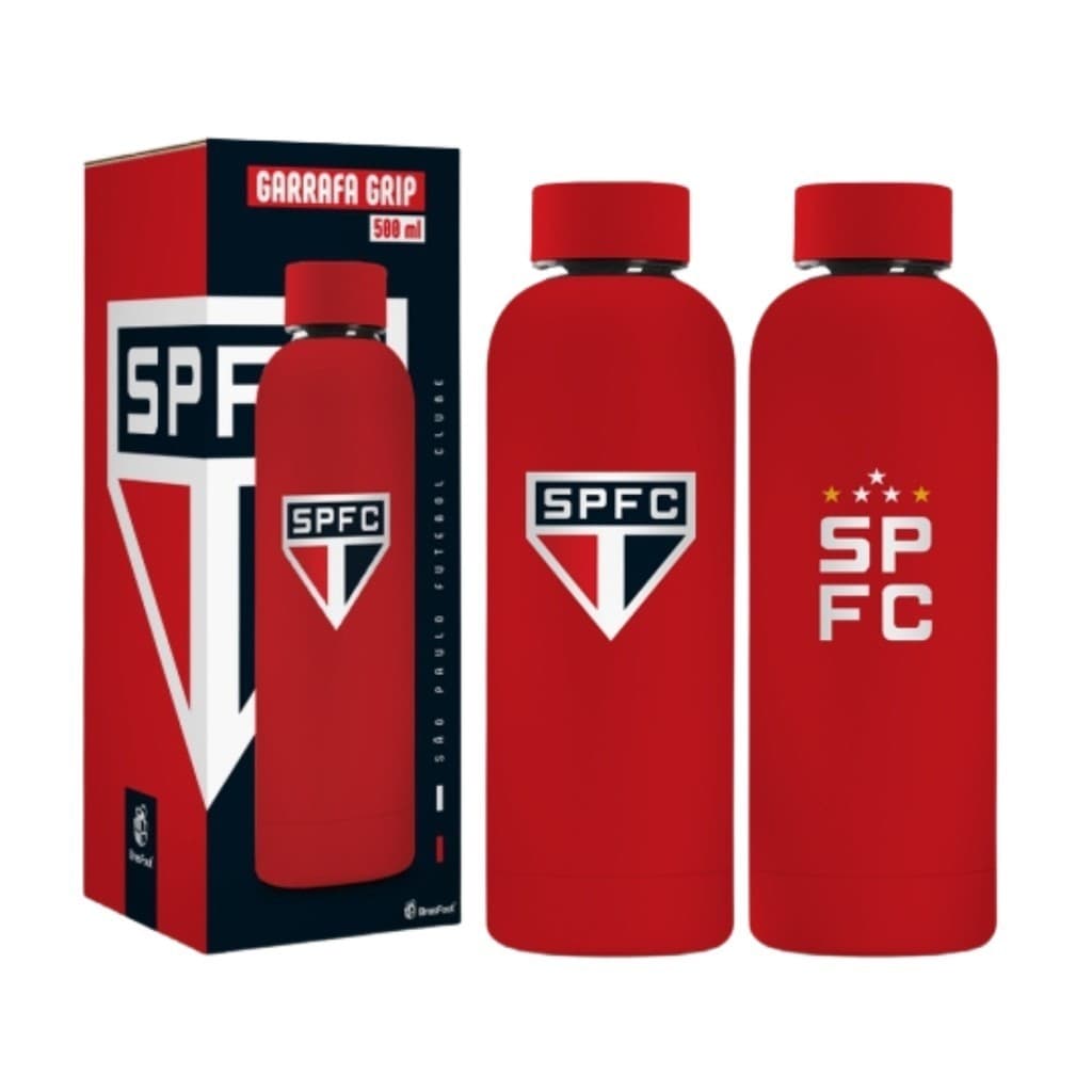 Brasfoot Garrafa Termica Grip 500ml Emborrachado Times - Sao Paulo