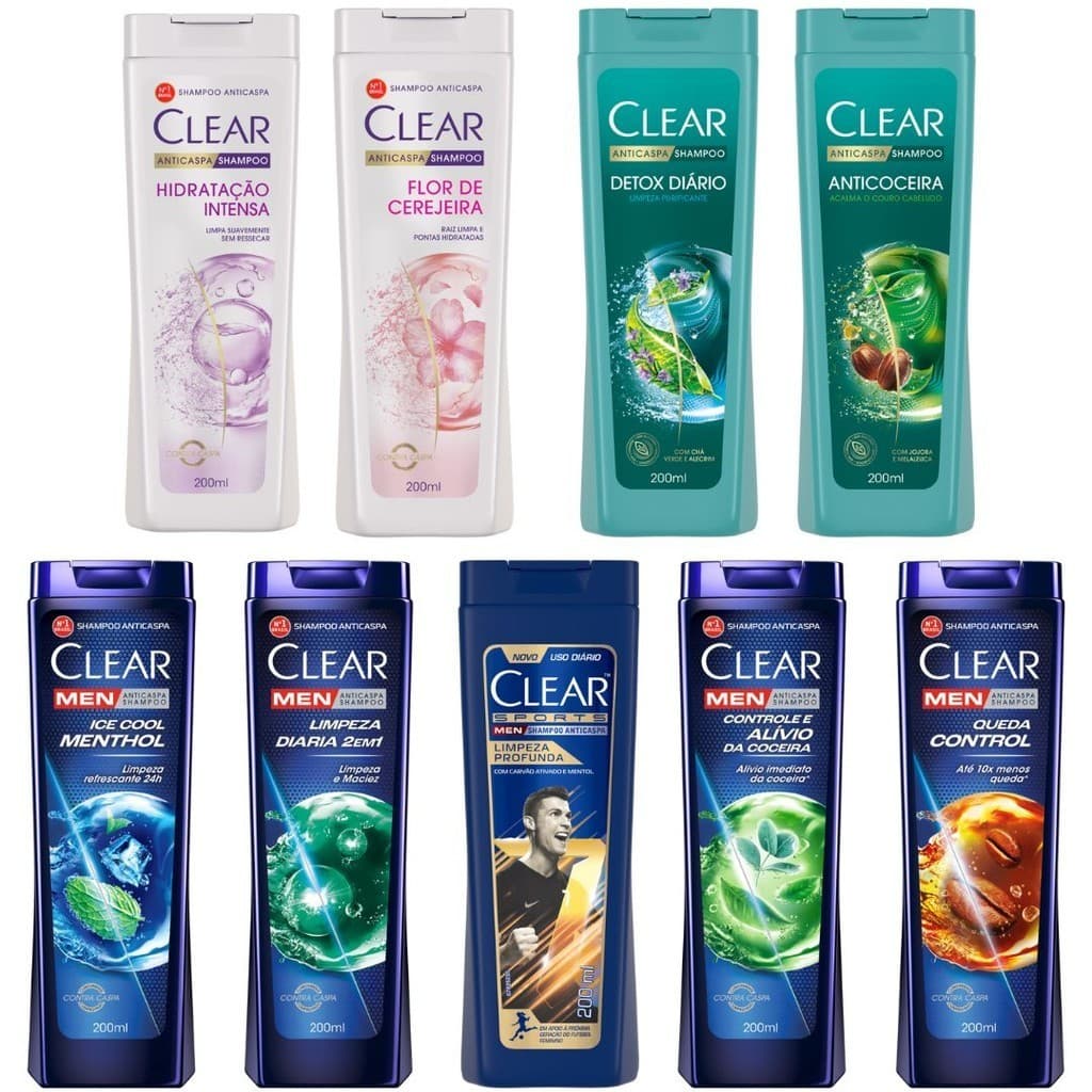 Shampoo Anticaspa Clear Men/Women 200ml Fragrâncias