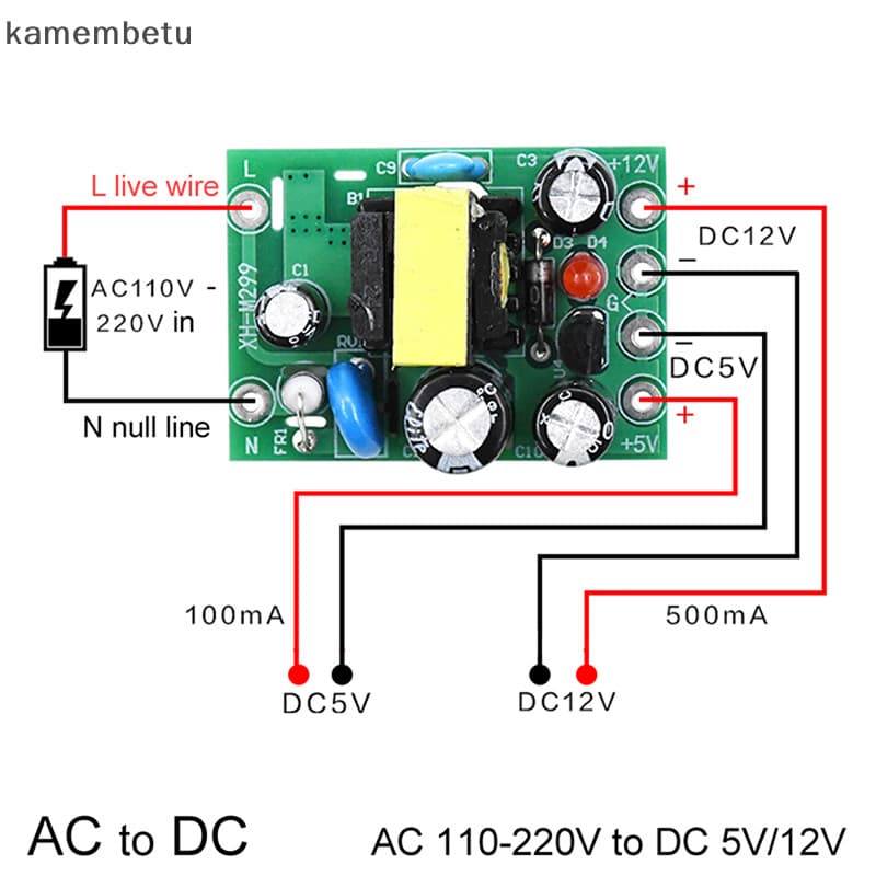 kam AC-Conversor AC110V 220V Para 12V 0.2A + 5V Placa De Módulo ka