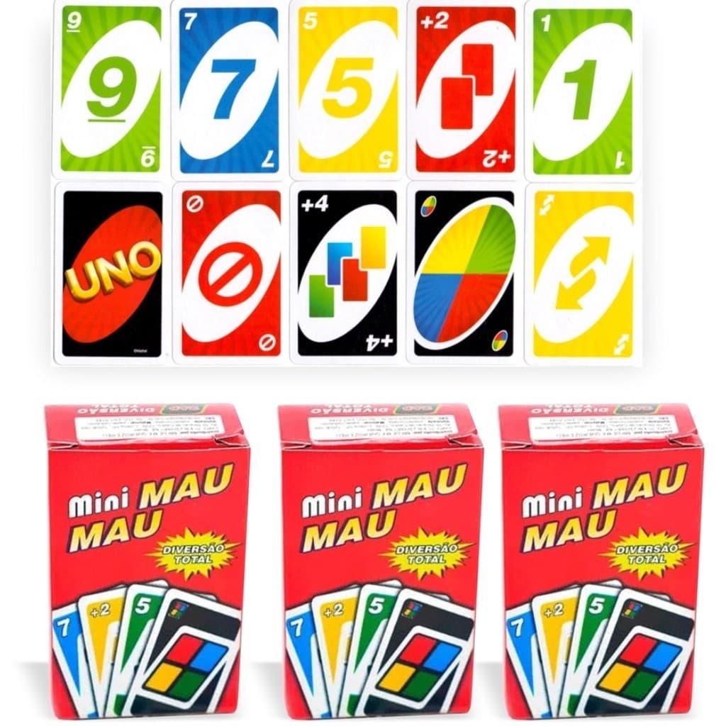 Kit Lembrancinhas Festa Infantil Aniversario 10 Unidades Do Mini Jogo Uno Mau Mau - 54 CARTAS