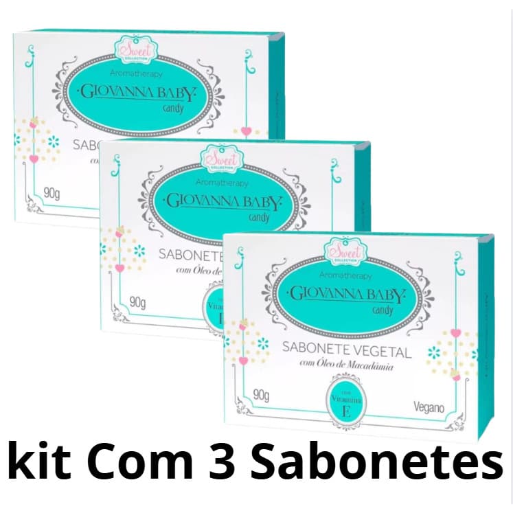 Sabonete Em Barra Vegetal Giovanna Baby Candy 90g  kit com 3 unidades