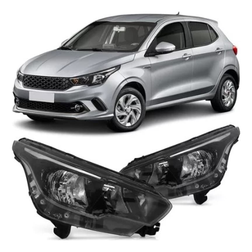 Farol Fiat Argo e Cronos 2016 A 2024 S/ Led Foco Duplo Mascara Negra